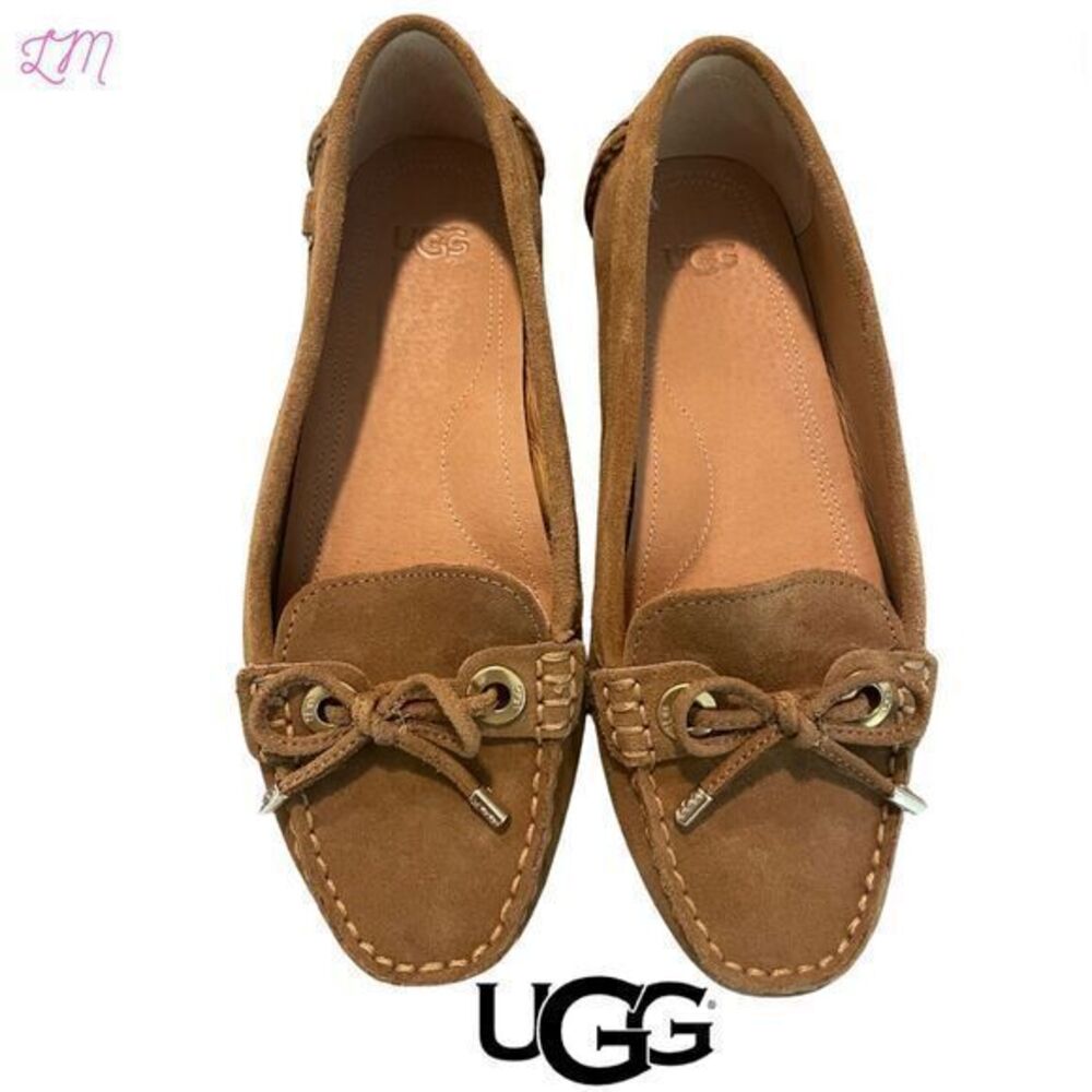 UGG Eevon Suede Leather Loafer‎ Moccasins Size 6.5 Chestnut